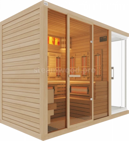 Четырехместная комбинированная сауна Comfort  из кедра с Душевой кабиной